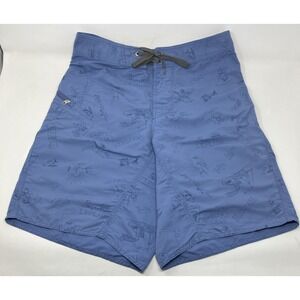 Patagonia Wavefarer Board Shorts Mens 30 Blue Swimwear Drawstring Graphic Print